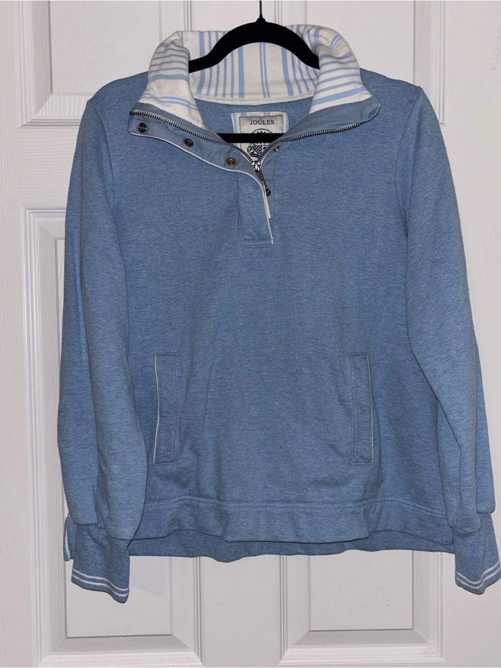 Joules Burnham Blue Funnel Neck Quarter Zip Sweatshirt 100% cotton